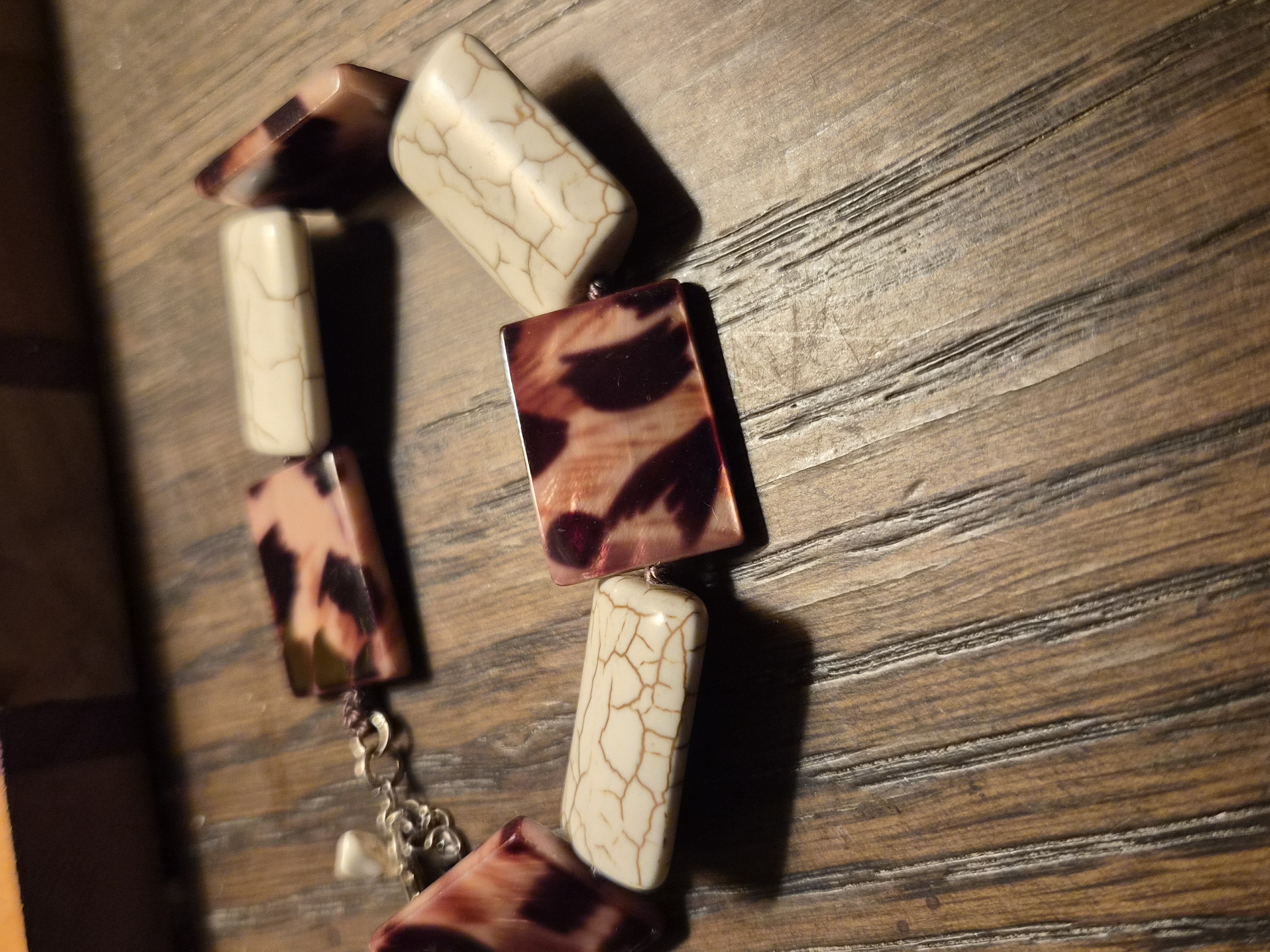 Vintage Tortoiseshell and Cream Crackle Patterned Bracelet - back