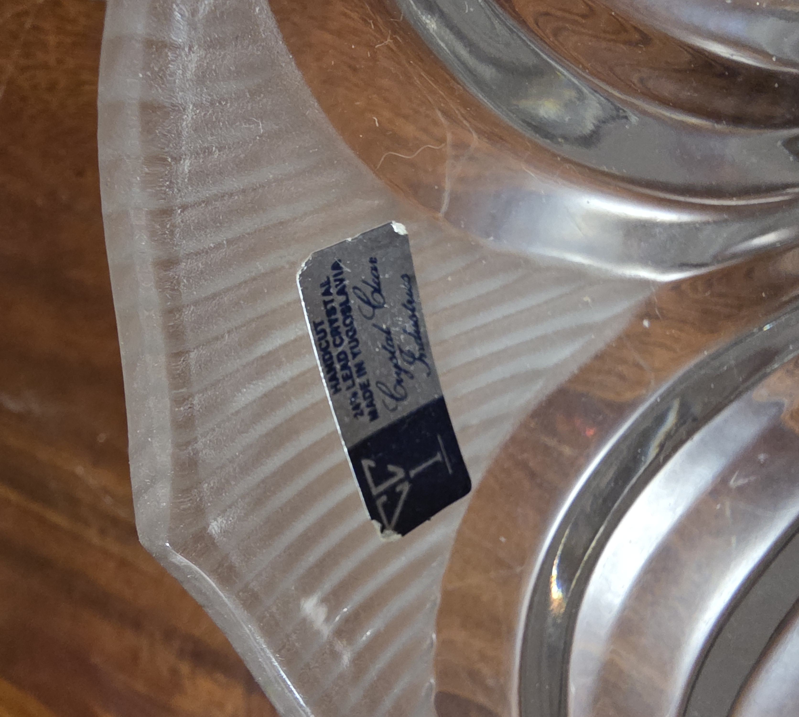 Crystal Clear Lead Crystal Bowl - label