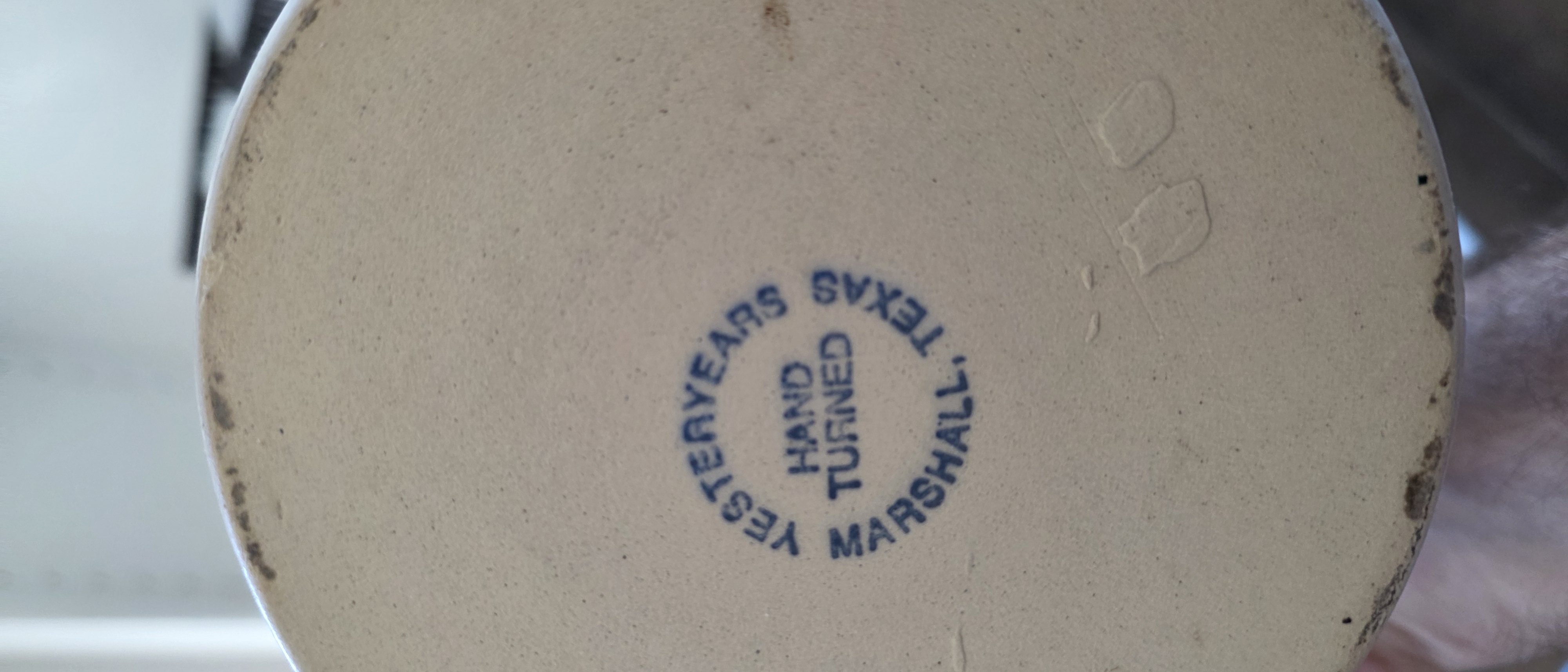 Yesteryears Texas Hand Turned Ceramic Jug - detail