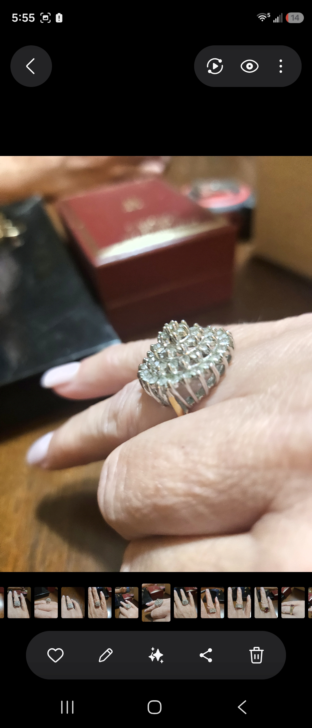 Vintage Cluster Cocktail Ring - left
