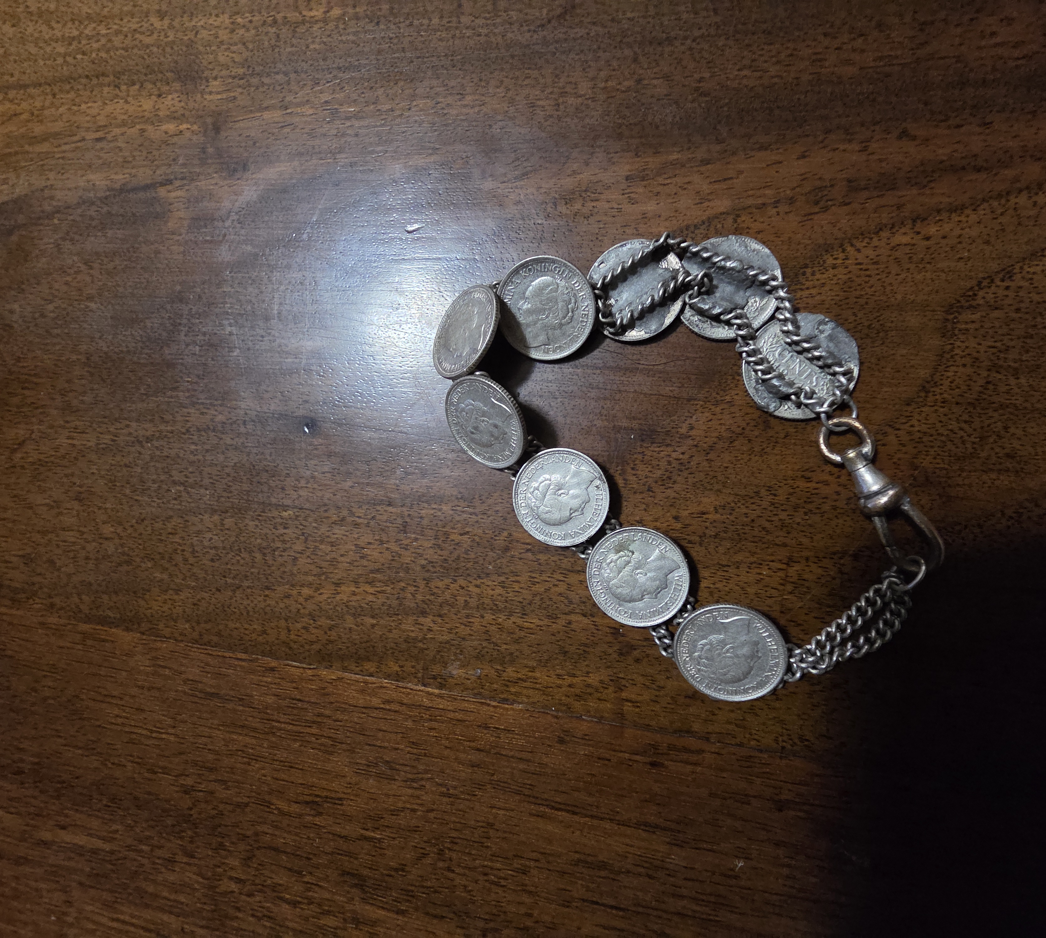 Coin Bracelet with Dutch Coins - detail