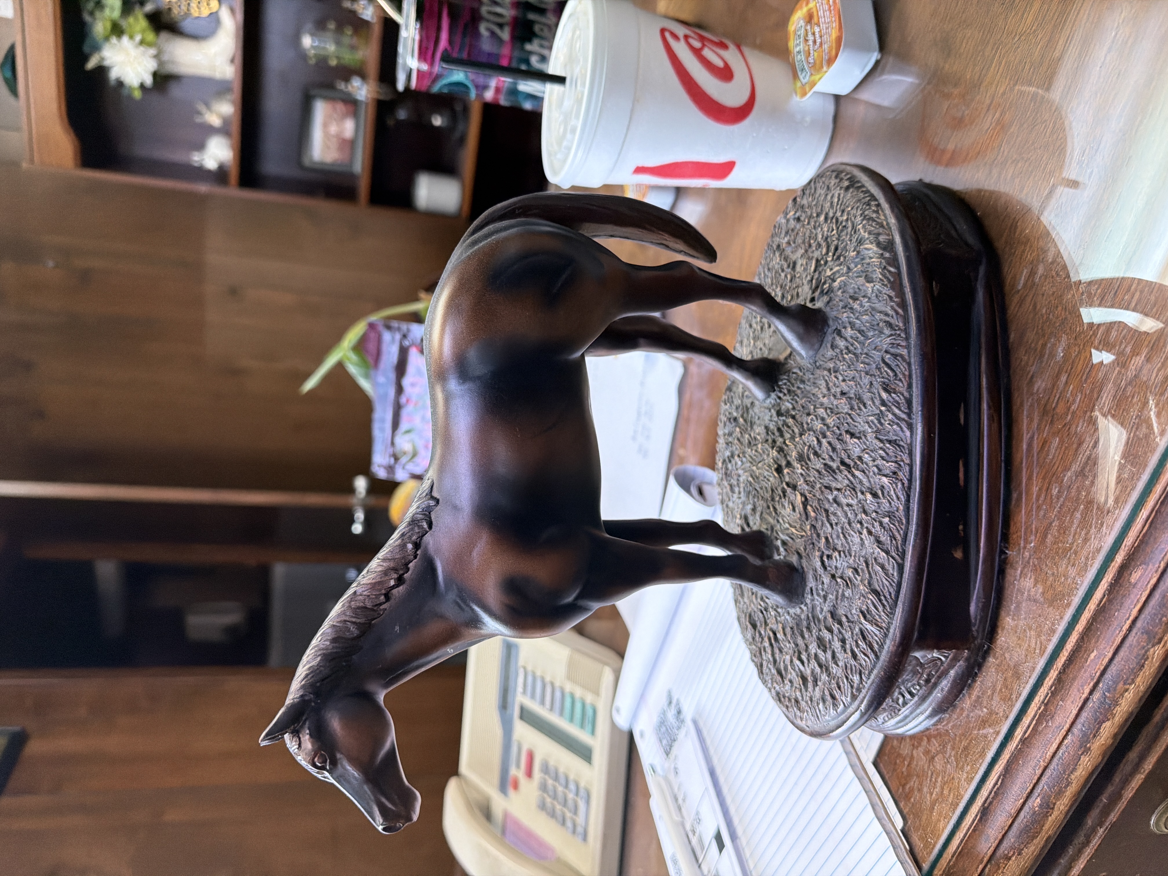Decorative Horse Sculpture with Oval Base