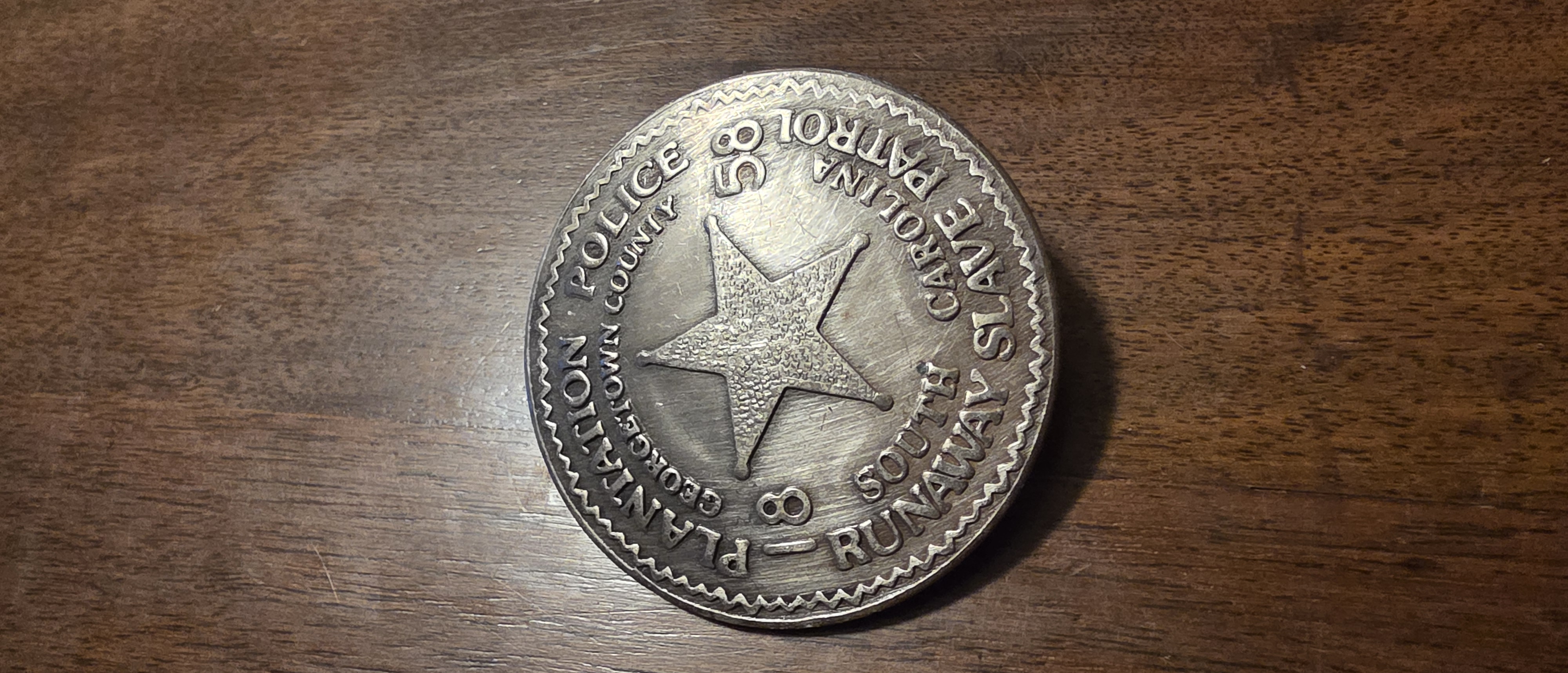 Georgetown County South Carolina Plantation Police Runaway Slave Patrol Badge Replica